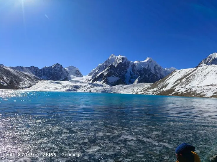 The pristine turquoise waters of Gokyo Lake